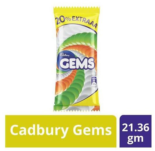 

Cadbury Gems - Sugar Coated Chocolate 21 36 g (20 Extra)