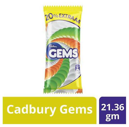 

Cadbury Gems - Sugar Coated Chocolate 21 36 g (20 Extra)