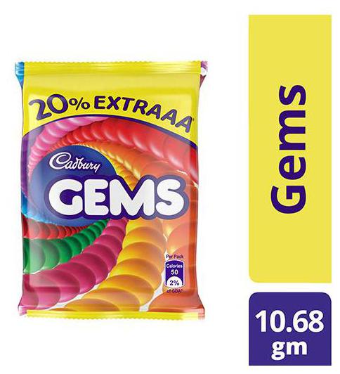

Cadbury Gems Sugar Coated 10 68 g