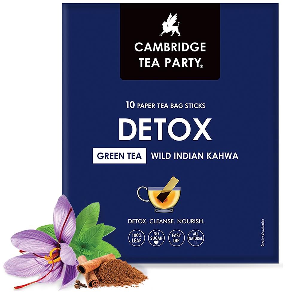 

Cambridge Tea Party Detox Wild Indian Kahwa Green Tea 10 Tea Bag Sticks-30g(Pack of 4)