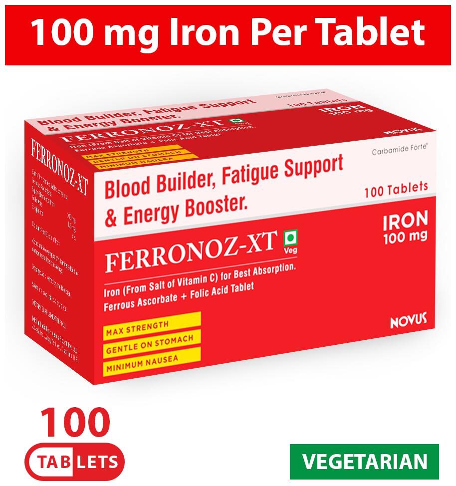 

Carbamide Forte Iron Tablets for Men Women Better Absorbed Vitamin C Salt of Iron Folic Acid Supplement - 100 Tablets Immunity Immunity Booster