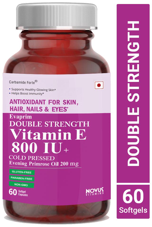 

Carbamide Forte Vitamin E 800 IU (Double Strength) Evening Primrose Oil 200mg 60 Softgels (Pack of 1)