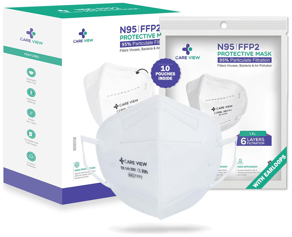 

CareviewTM N95 FFP2 CV1221 EARLOOP (Pack of 10) FDA DRDO CE Certified Face Mask