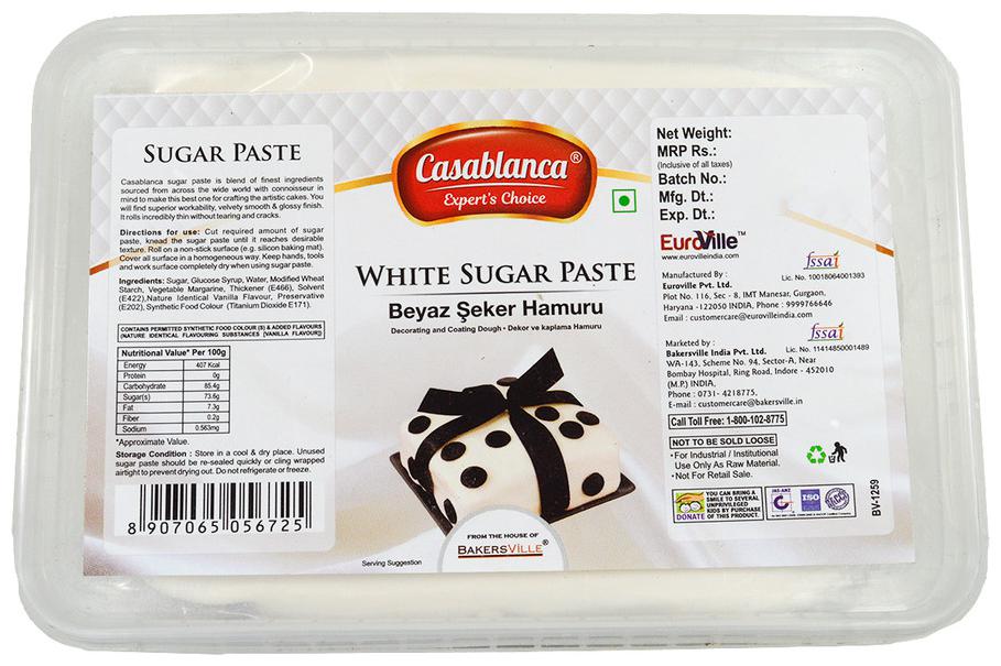 

Casablanca Sugar Paste White 1 kg (Pack Of 1)