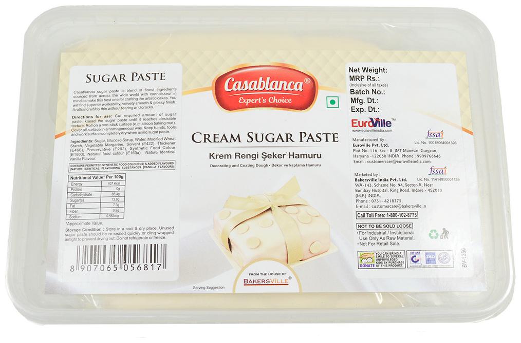 

Casablanca Sugar Paste Cream 1 kg (Pack Of 1)