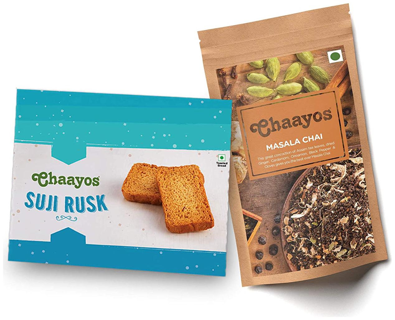 

Chaayos Chai Time Suji Rusk 450 g and Masala Chai 100g Combos ( Pack of 2 )