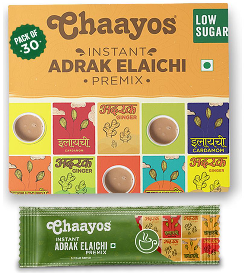 

Chaayos Instant Tea Premix - Adrak Elaichi - Low Sugar - 30 Sachets (Pack Of 1)