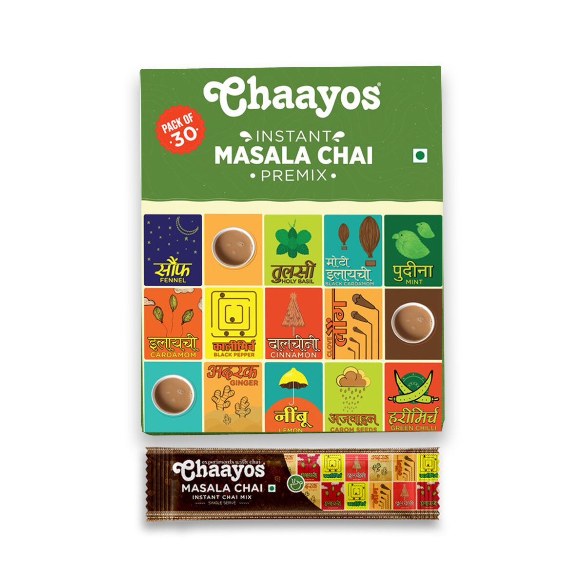 

Chaayos Instant Tea Premix - Masala - Regular Sugar - 30 Sachets (Pack Of 1)