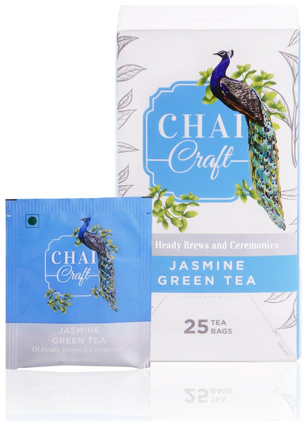 

Chai Craft Jasmine Green Tea a floral rejuvination 25 Enveloped Staple Free Tea Bags (Pack of 1)