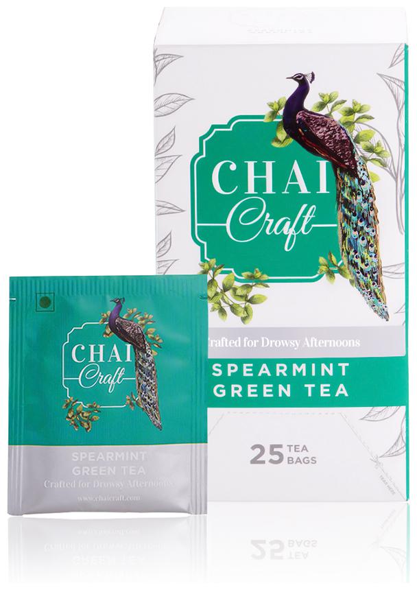 

Chai Craft Spearmint Green Tea for Cool and Refreshing taste 25 Enveloped Staple Free Tea Bags (Pack of 1)