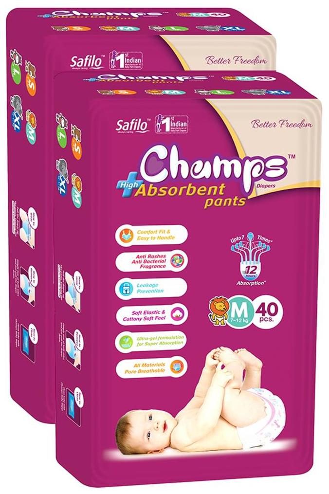 

Champs High Absorbent Pants Diapers M 80 Pcs