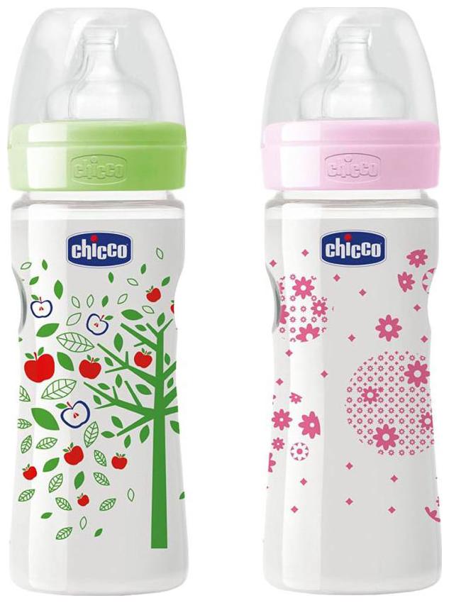 

Chicco 250 ml Well - Being Feeding Bottle (Pack of 2) - 250 ml (Green Pink)