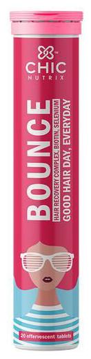 

Chicnutrix Bounce - Hair Recovery Complex Biotin Selenium Raspberry Flavour 20 Tablets
