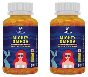 

Chicnutrix Mighty Omega - Omega 3 Fatty Acids for Healthy Skin and Hair 60 Softgels (Pack of 2)