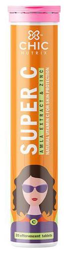 

Chicnutrix Super C - Amla Extract Zinc Orange Flavour 20 Tablets