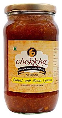 

Chokkha Traditional Sweet Sour Lemon Pickle (Meetha Nimbu Chutney) 400 g (Pack of 1)