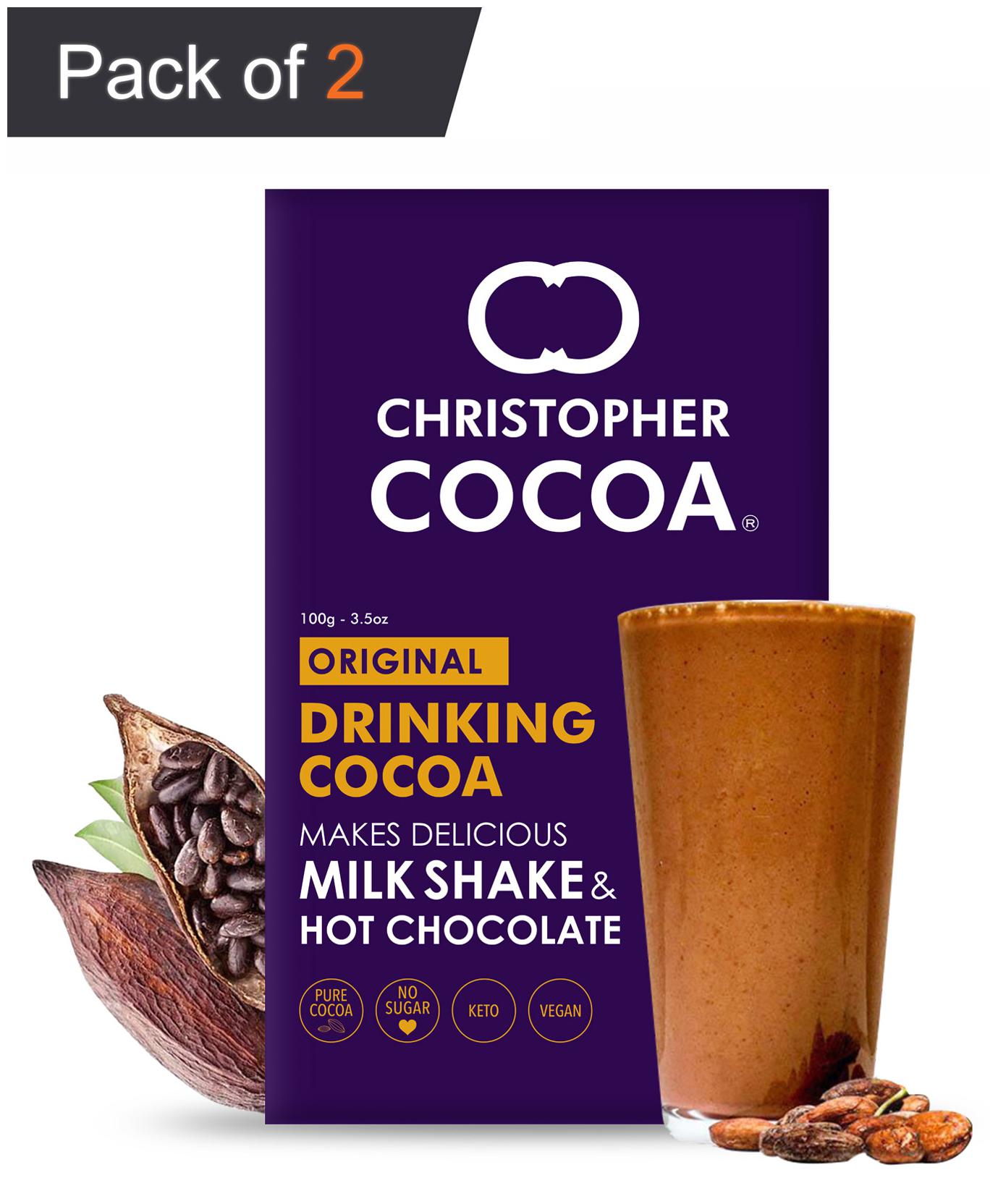 

Christopher Cocoa Drinking Chocolate Cocoa Powder Dark No Sugar 100g (Pack of 2)