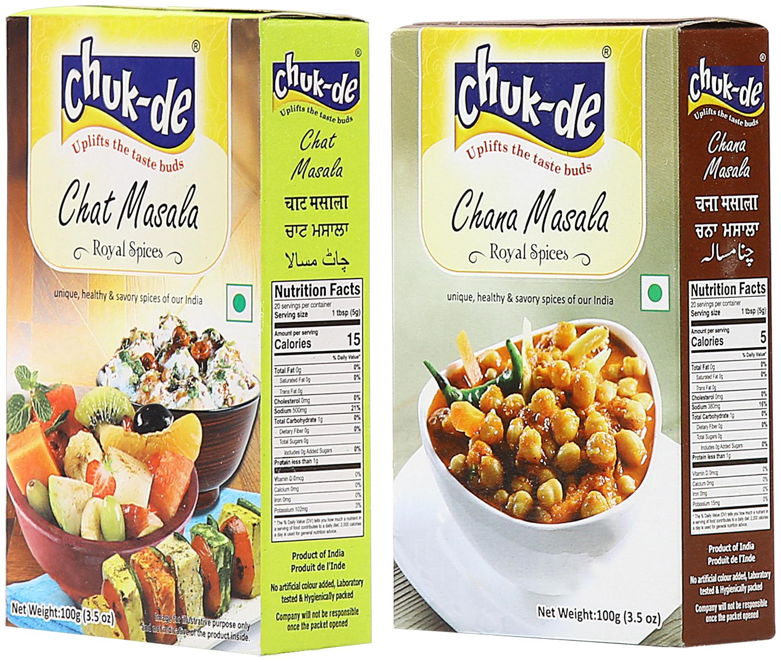 

Chuk-De Spices Chat Masala 100g And Chana Masala 100g (Pack of 2)