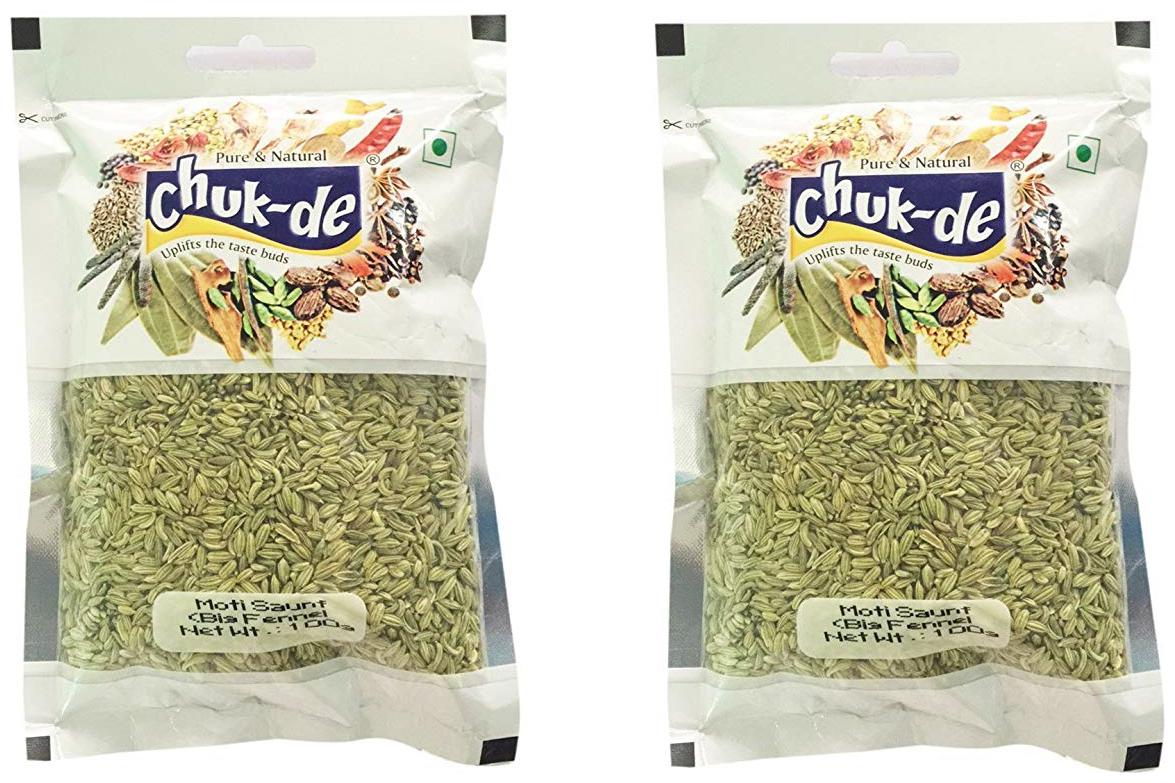 

Chuk-De Spices Moti Saunf (Big Fennel Seeds) 100g (Pack of 2)
