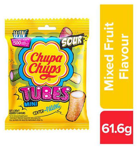 

Chupa Chups Sour Tubes Soft Chewy Toffee - Mixed Fruit Flavour 61 6 g