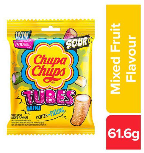 

Chupa Chups Sour Tubes Soft Chewy Toffee - Mixed Fruit Flavour 61 6 g