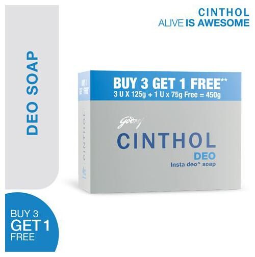 

Cinthol Bathing Soap - Deo 125 g 3 Free 75 g