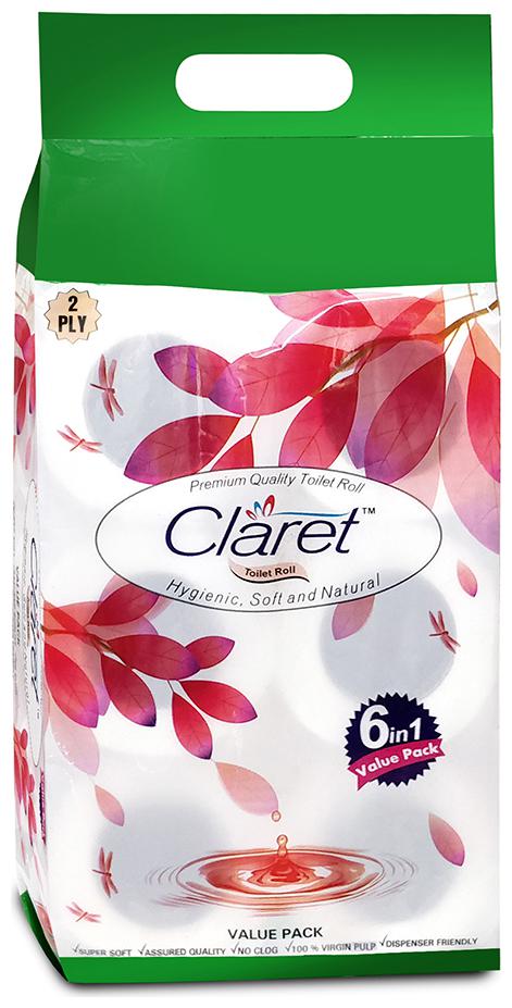 

Claret Premium Quality Toilet Paper Roll (2 Ply) 6pcs