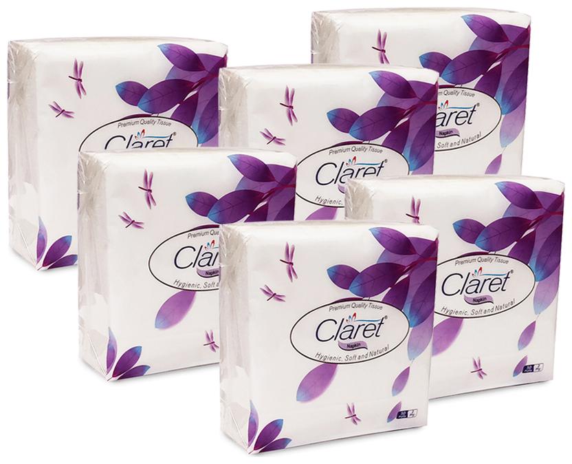 

Claret Premium Quality 33X33cm Paper Napkins - 2 Ply 50 Pulls (Pack of 6)