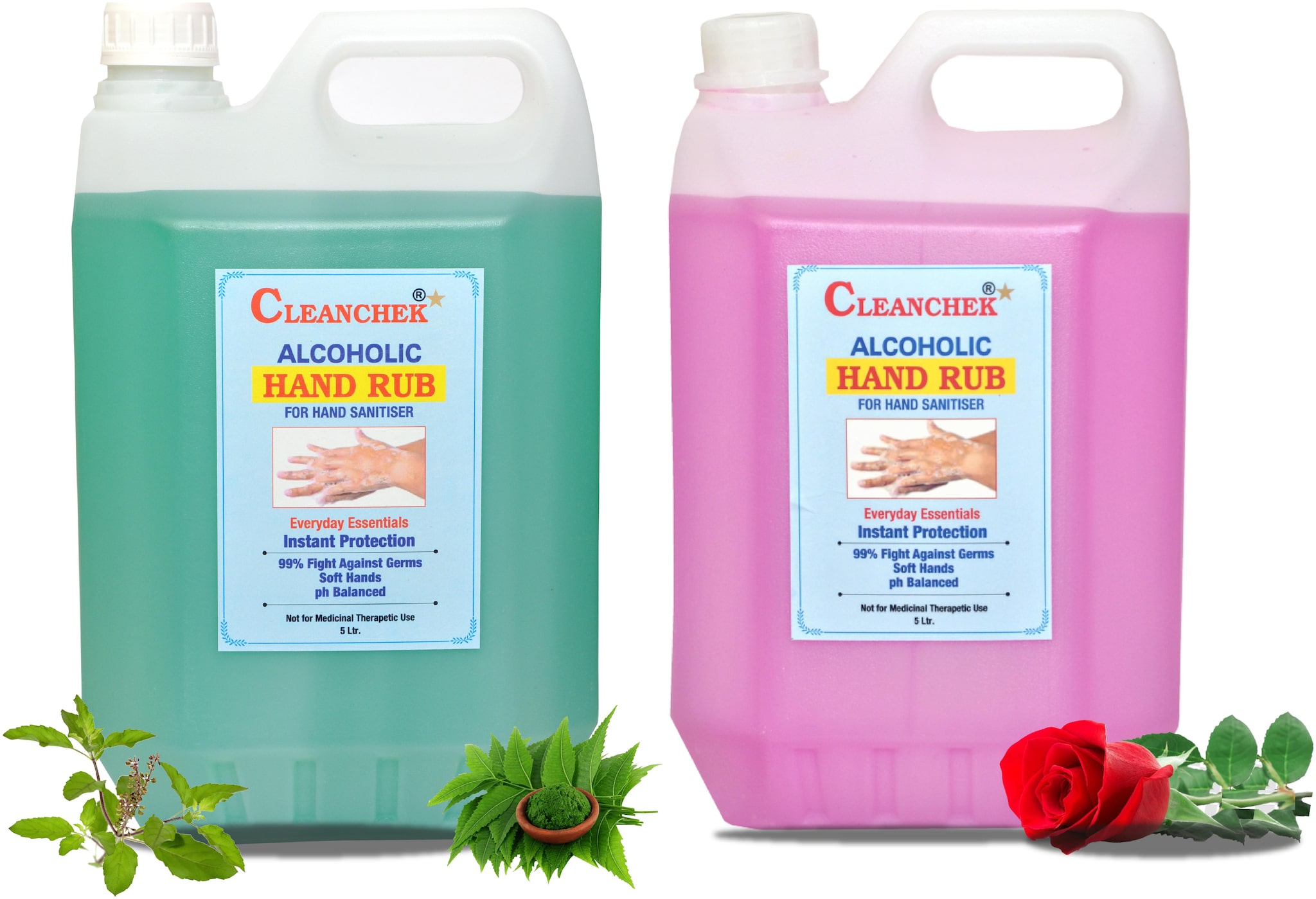 

Cleanchek Hand RUB with I P A 5 L Rose and Neem Tulsi Flavour (Pack of 2)