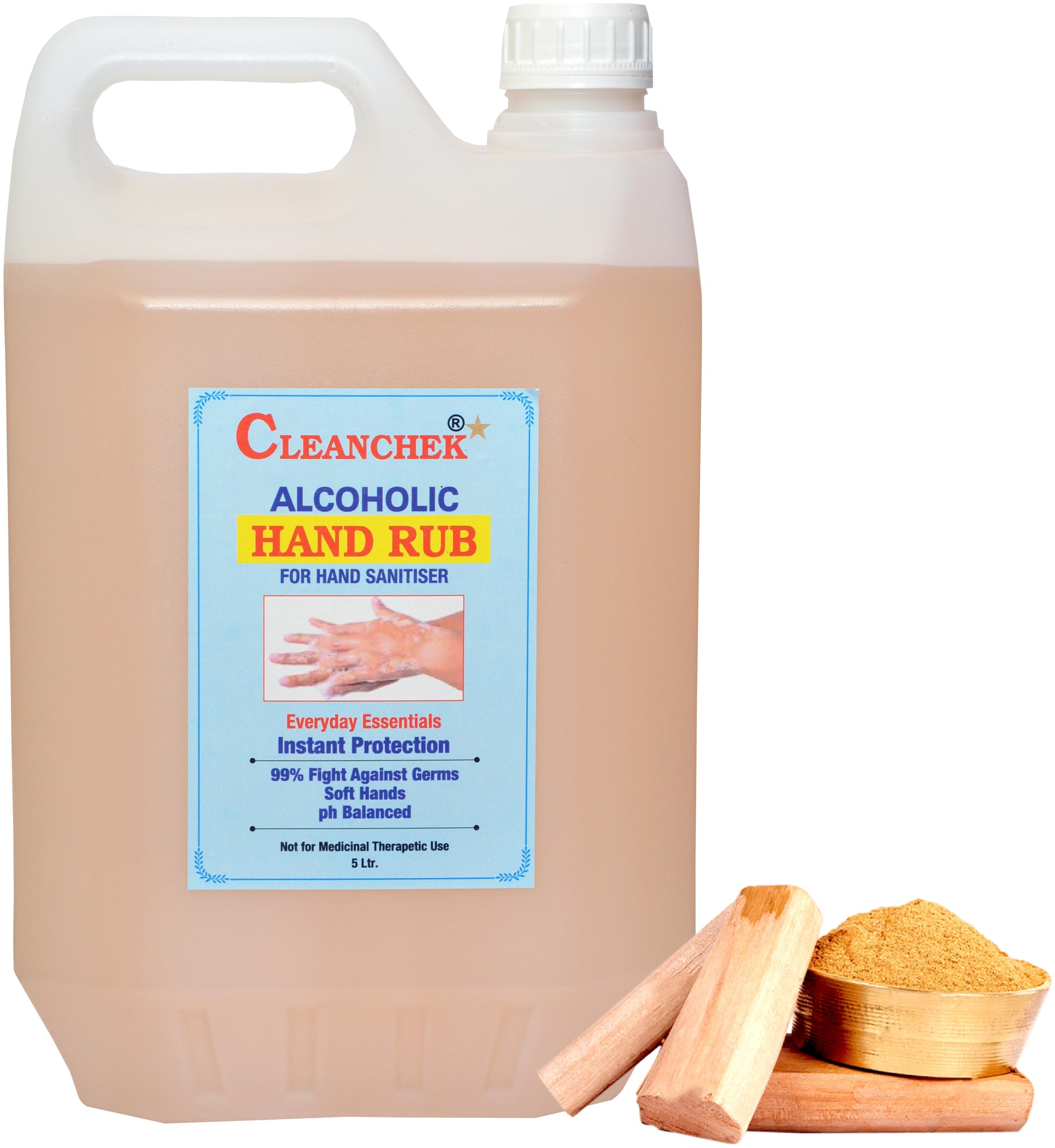 

Cleanchek Hand RUB Chandan Flavour with I P Alcohol 5 L (Pack of 1)
