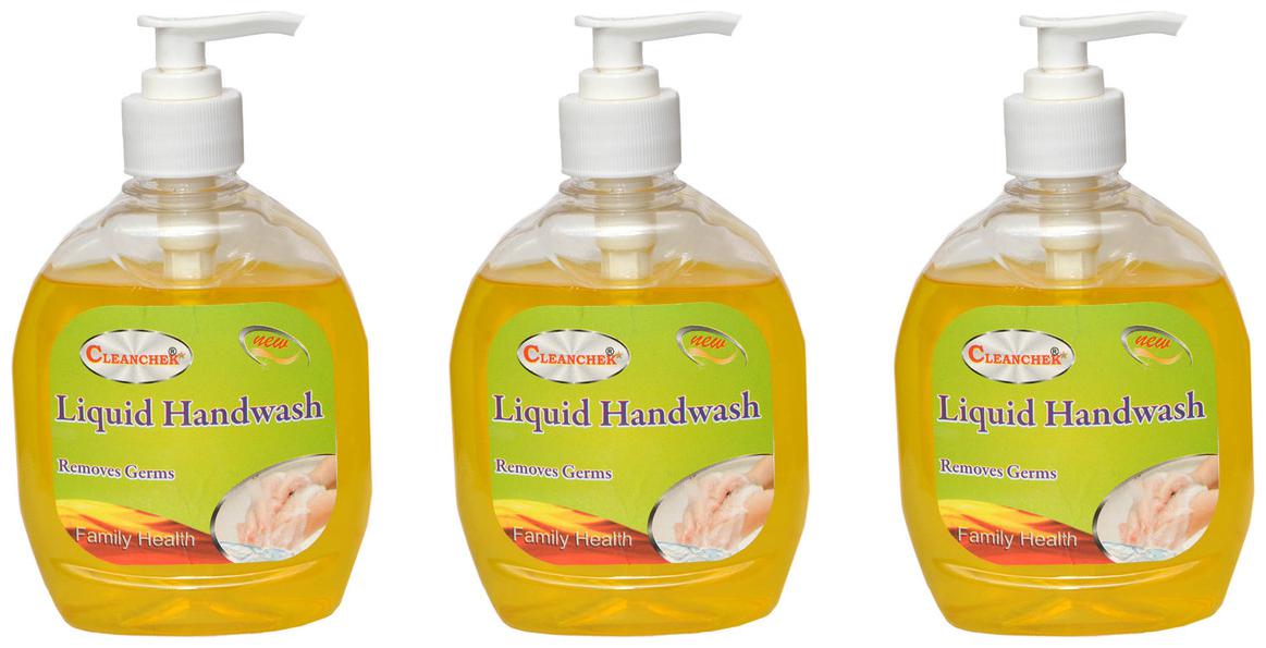 

CLEANCHEK Liquid Hand Wash 300ml Lemon (Pack of 3) (With 2 Refill pack) 900 ml