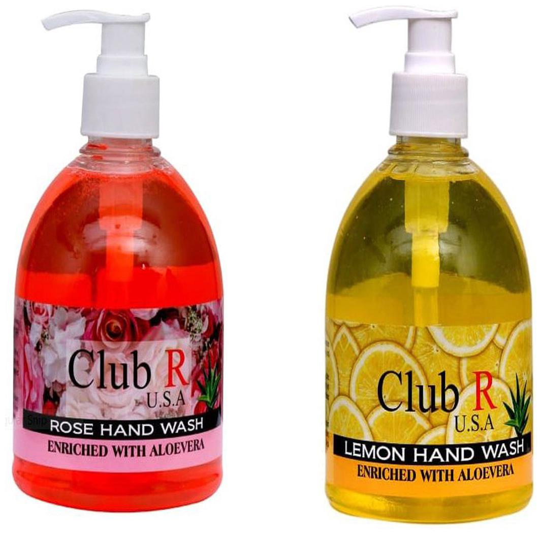 

Club R U S A Hand Wash (500 ml each Rose Lemon)( Pack of 2)