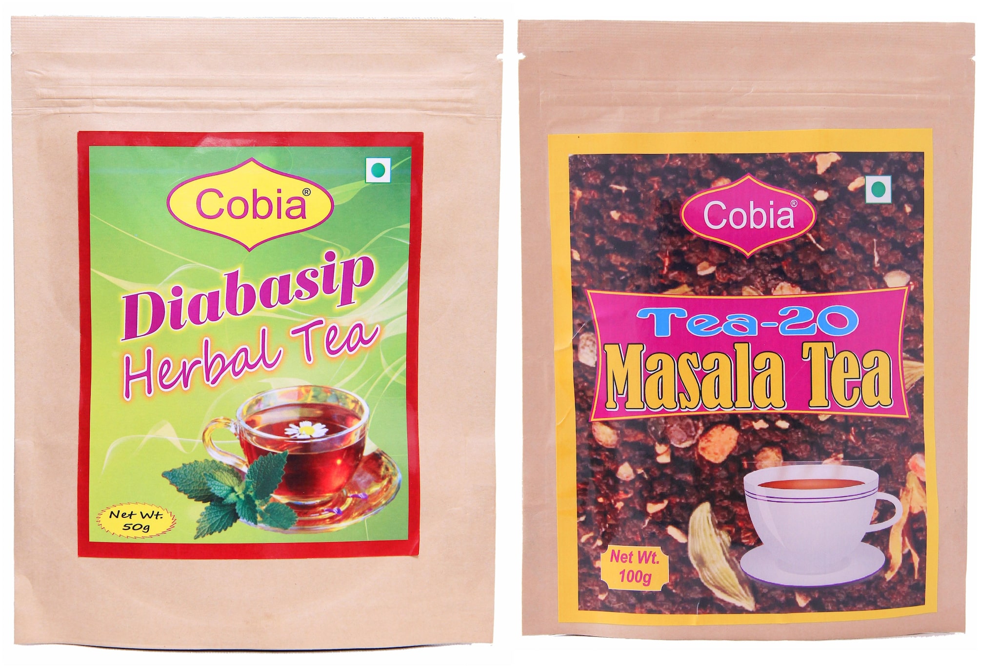 

Cobia Diabasip Herbal Tea 50g Tea leaves Cobia T-20 Masala Tea 100 g Tea leaves (Pack of 2)