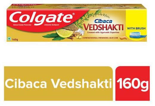 

Colgate Cibaca Vedshakti Toothpaste With Toothbrush 160 g