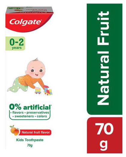 

Colgate Kid s Toothpaste - 0-2 years Natural Fruit Flavour Fluoride Free 0 Artificial 70 g