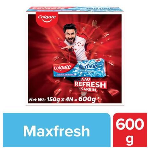 

Colgate Maxfresh Toothpaste - Blue Gel With Menthol For Super Fresh Breath Peppermint Ice 600g Pack Of 4