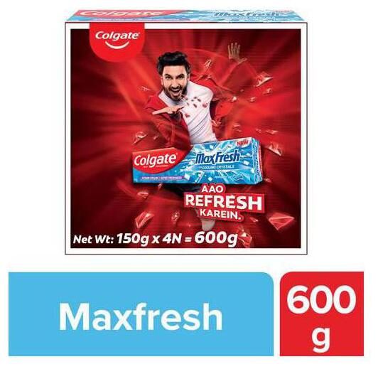 

Colgate Maxfresh Toothpaste - Blue Gel With Menthol For Super Fresh Breath Peppermint Ice 600g Pack Of 4
