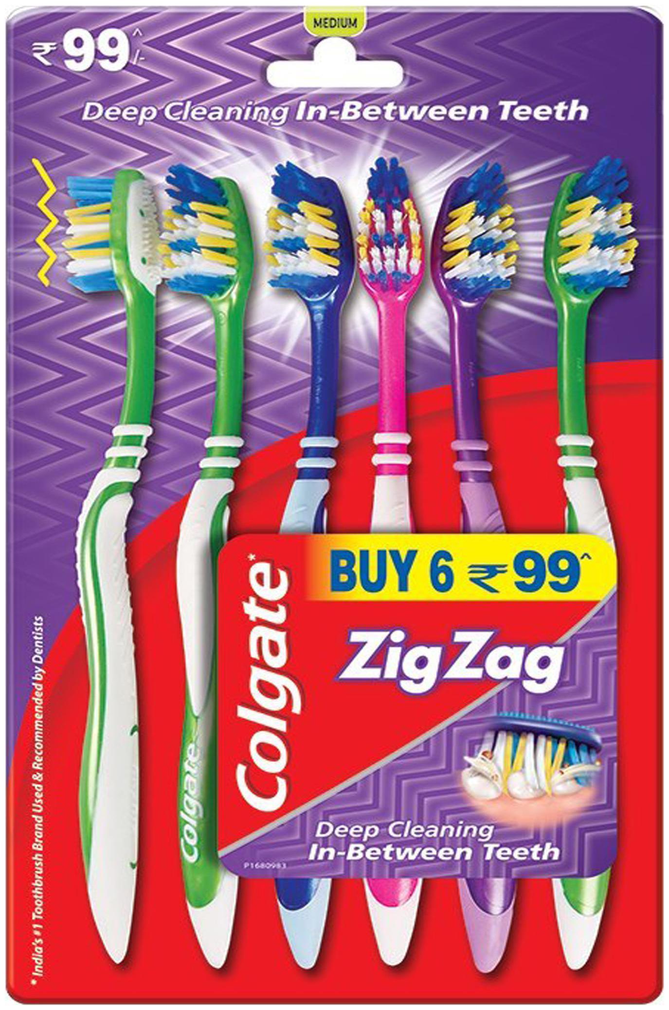

Colgate Toothbrush Zigzag Pack of 6 (Medium)
