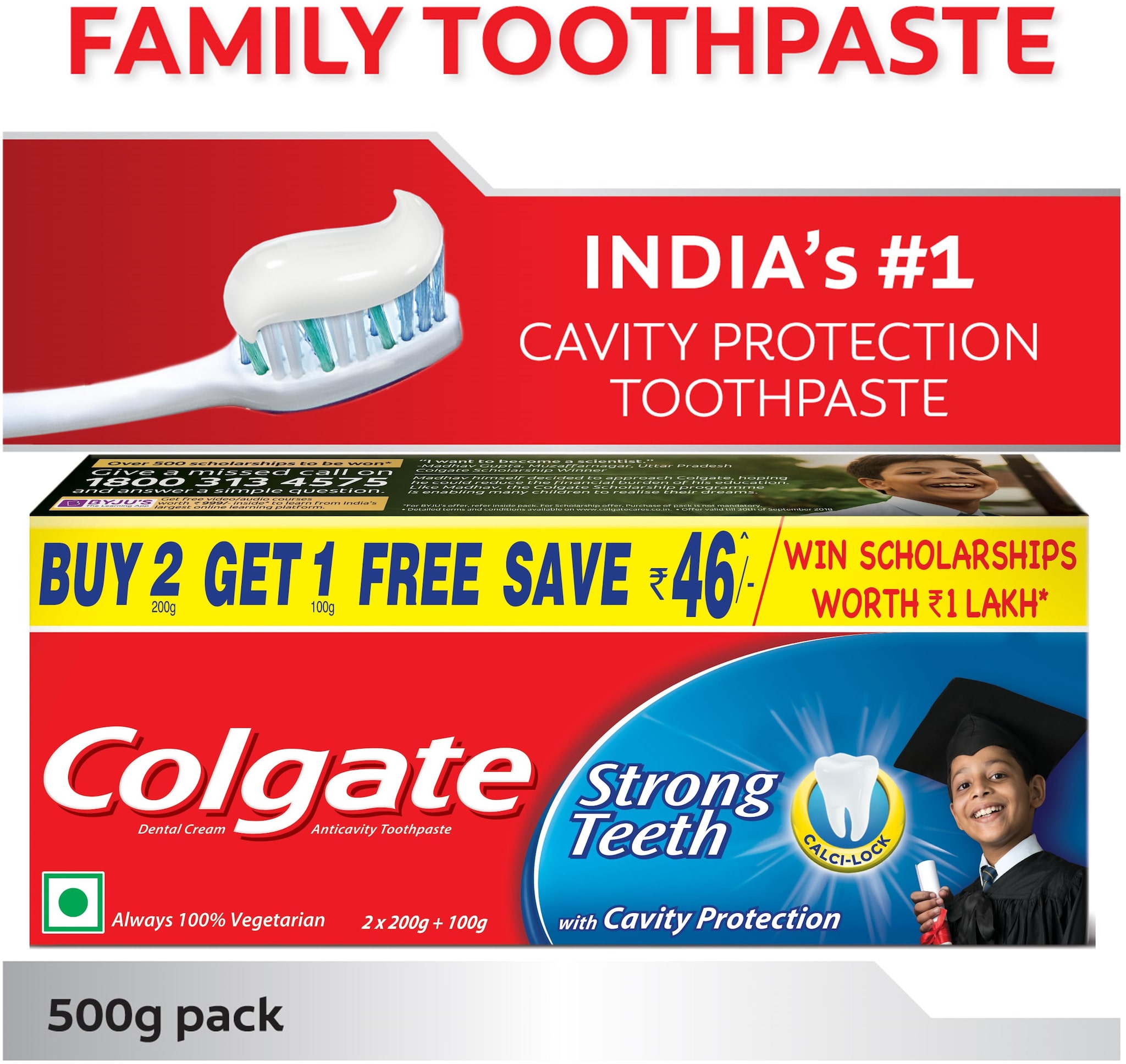 Colgate Toothpaste - Strong Teeth - 500 g - Anti-cavity-Saver pack