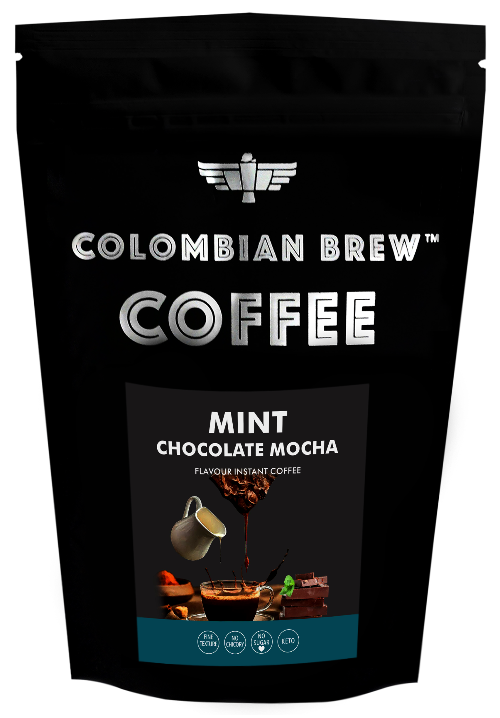 

Colombian Brew Coffee Mint Chocolate Mocha Instant Coffee No Sugar Vegan 100g
