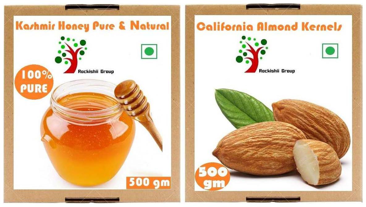 

Rockishii Combo Honey Pure Natural 500 G Premium California Almonds 500 G