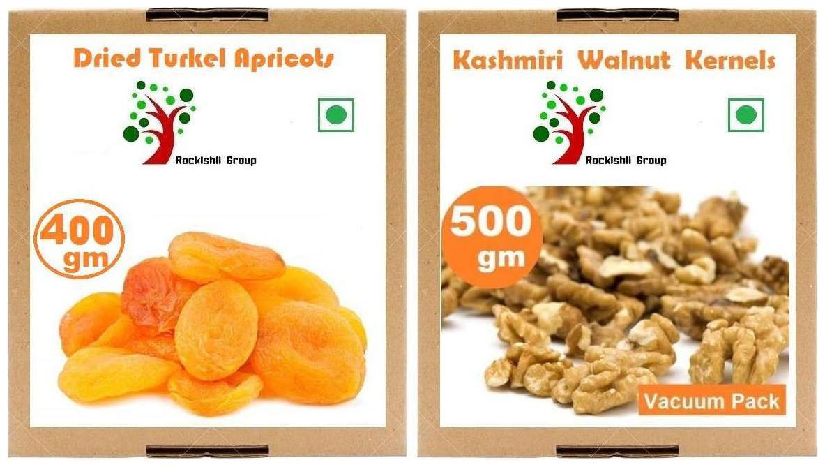 

Rockishii Combo Organic Walnut Kernels 500 G Turkish Dried Apricots 400 Gms