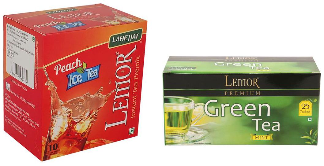 

Combo Pack of Lemor Peach Ice Tea (10 sachet pack) and Mint Green Tea 25 Tea Bag