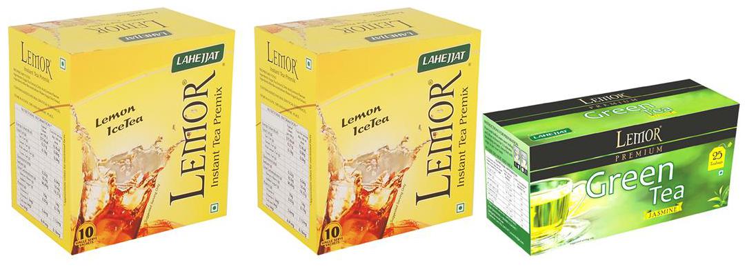 

Combo Pack of 2 Lemor Lemon flavoured Instant Ice Tea (10 sachet pack) and Jasmin Green Tea 1 x 25 Tea Bag