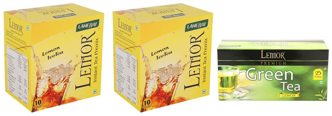 

Combo Pack of 2 Lemor Lemon flavoured Instant Ice Tea (10 sachet pack) and Lemon Green Tea 1 x 25 Tea Bag