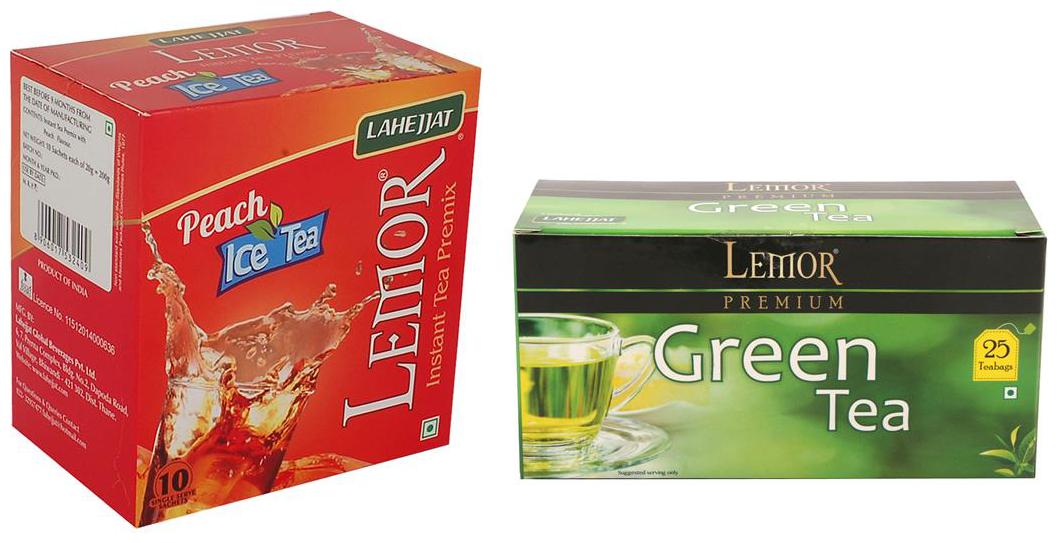

Combo Pack of Lemor Peach Ice Tea (10 sachet pack) and Pure Green Tea 25 Tea Bag