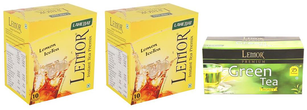 

Combo Pack of 2 Lemor Lemon flavoured Instant Ice Tea (10 sachet pack) and Honey Green Tea 1 x 25 Tea Bag