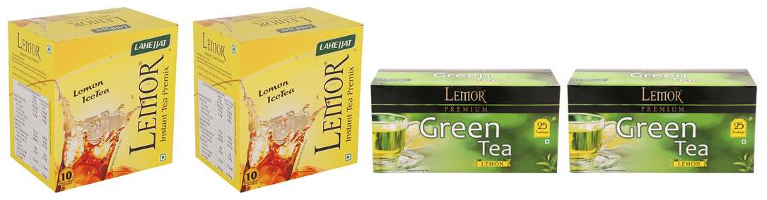 

Combo Pack of 2 Lemor Lemon flavoured Instant Ice Tea (10 sachet pack) and Lemon Green Tea 2 x 25 Tea Bag