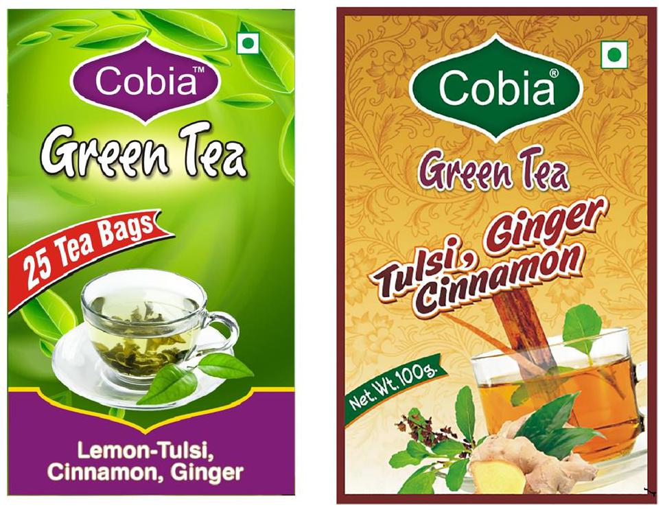 

Combo Pack of Cobia Green Tea (Lemon-Tulsi Cinnamon Ginger 25 Tea Bags) Cobia Green Tea (Tulsi Cinnamon Ginger 100g leaves )