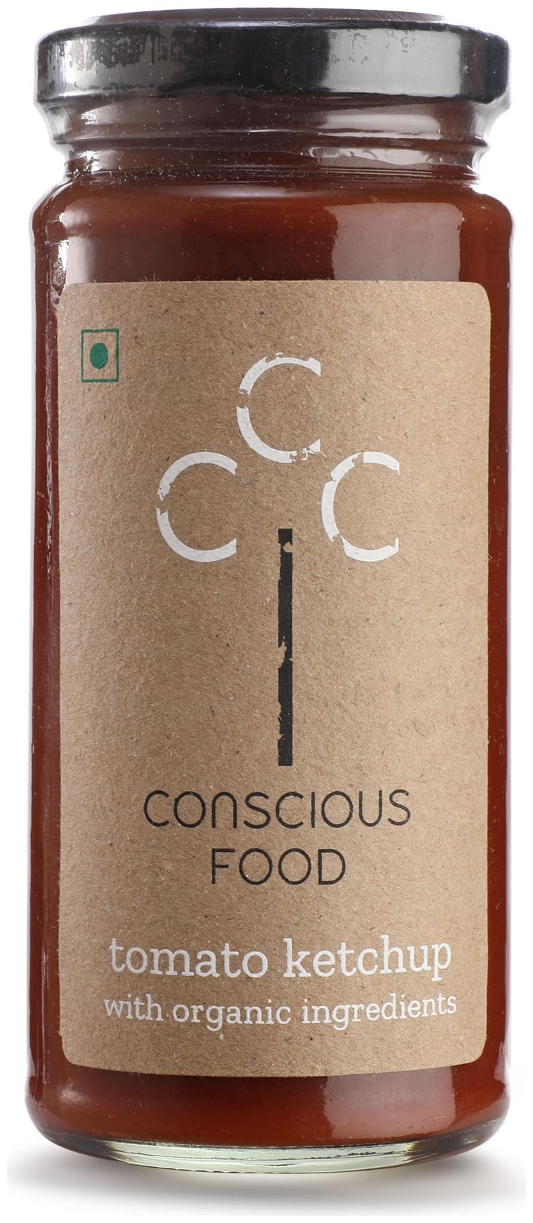 

Conscious Food Tomato Ketchup Made with Fresh Organic Tomatoes Organic Spices 250 g ( Pack of 4 )
